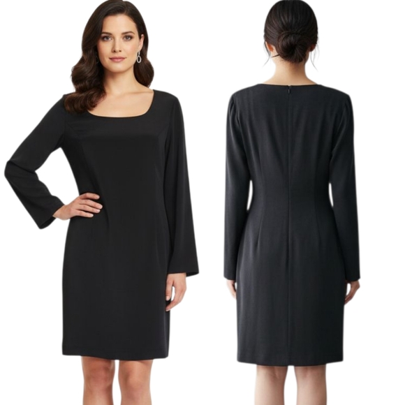HUGO BUSCATI Long Sleeved Silk Sheath Dress - Size 8 - Picture 1 of 11
